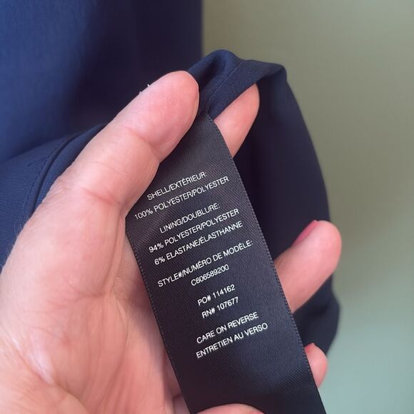 Alice + Olivia Etta Ruffle-Trimmed Crepe Mini Cocktail Dress Navy Blue Sz M - Picture 6 of 8